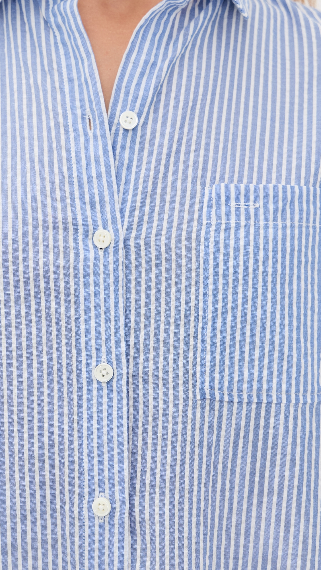 Kerry Shirtdress In Seersucker Stripe Blue/White