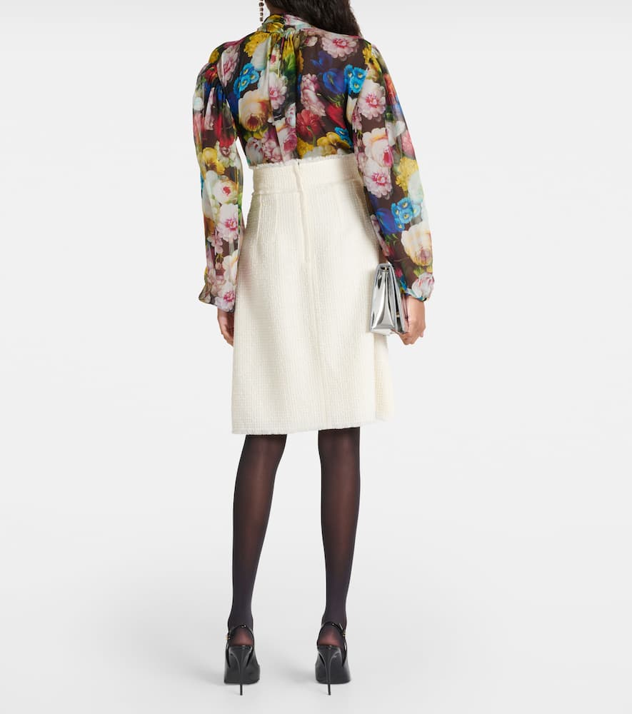 Wool-blend tweed midi skirt