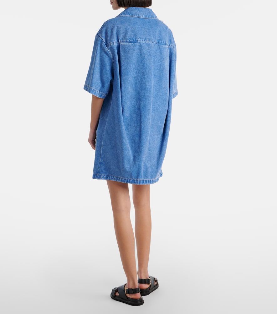 Patch-appliqué denim minidress