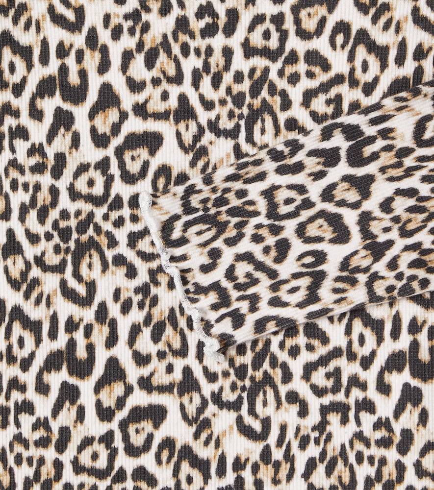 Leopard-print cotton-blend top