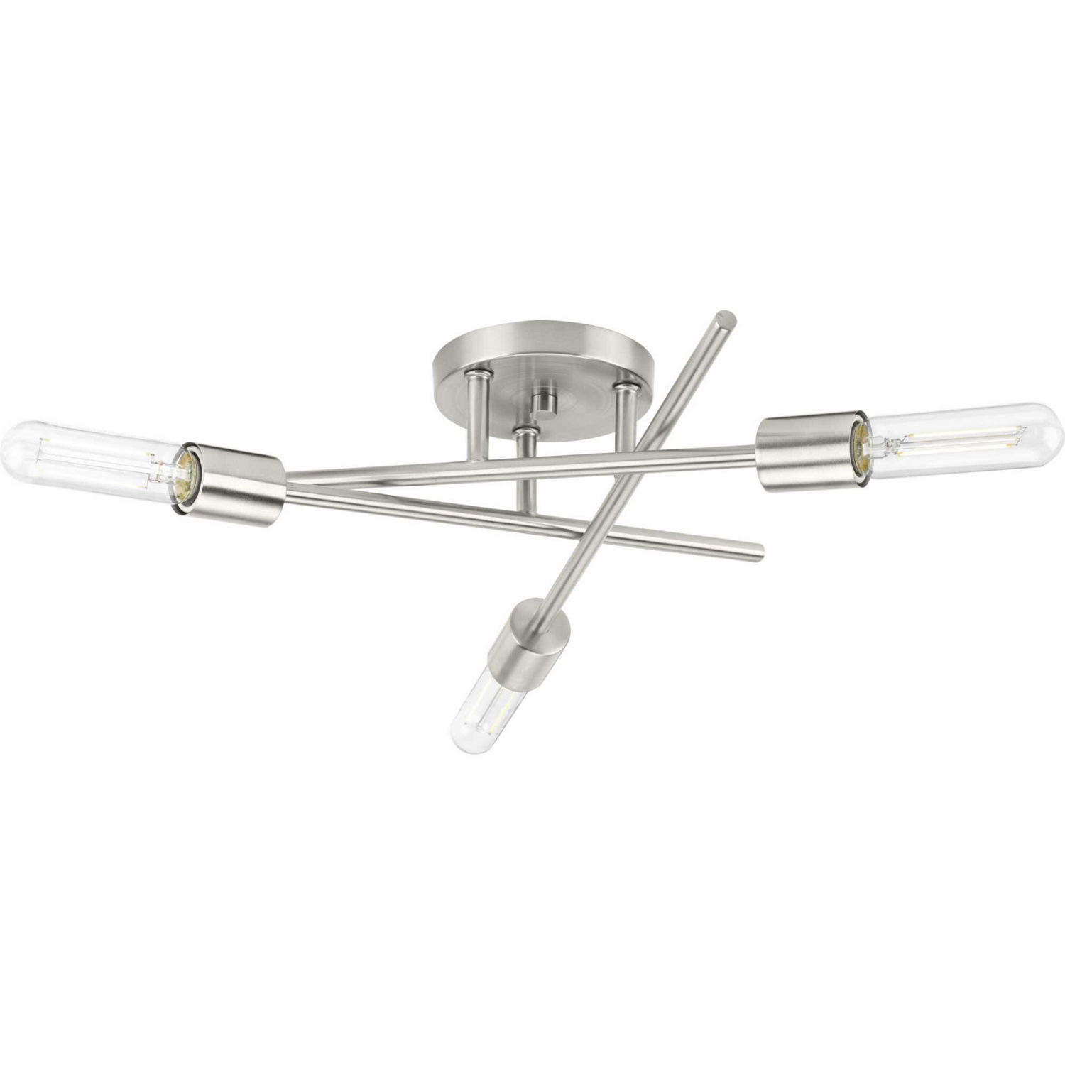 Brushed Nickel Three Light Semi Flush Mount from the Astra Collection