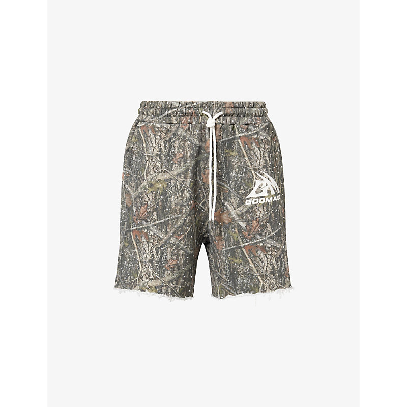 Mens Camo Rhinestone Cotton Shorts