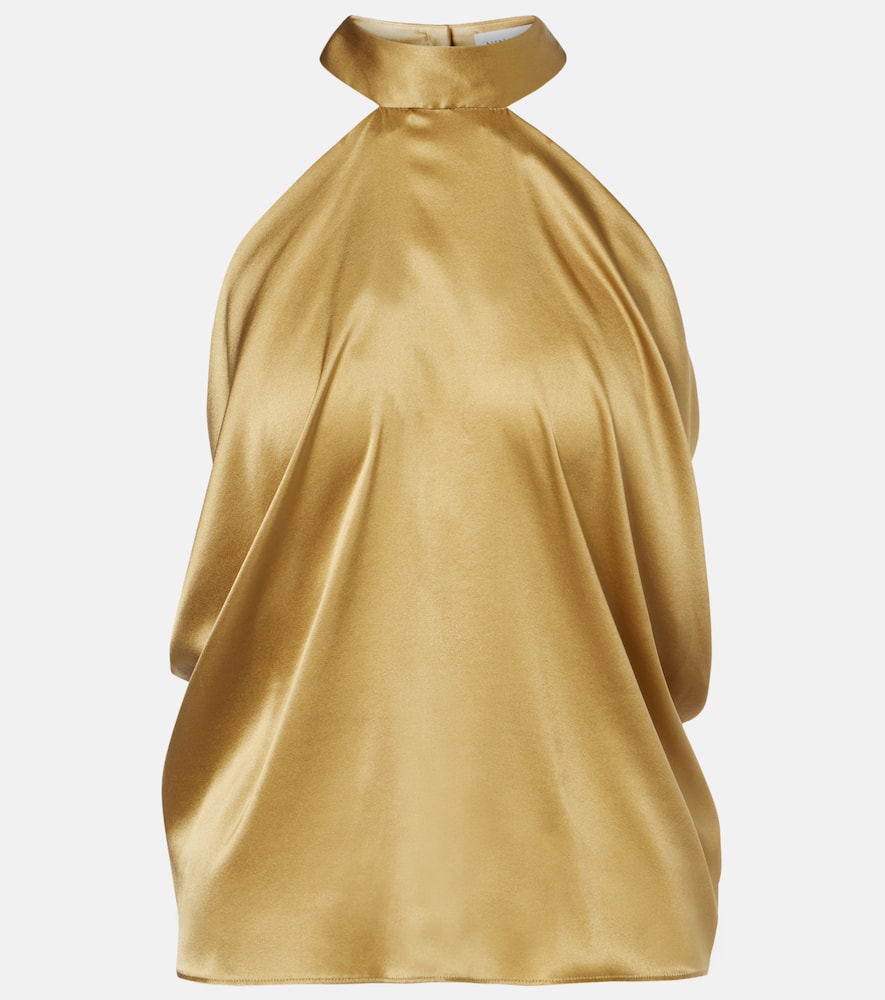 Open-back silk-blend satin top