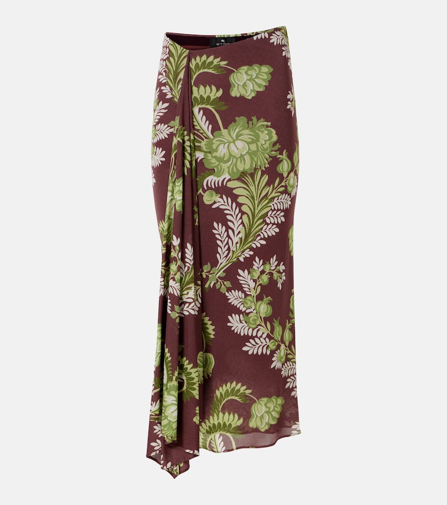 Floral draped midi skirt