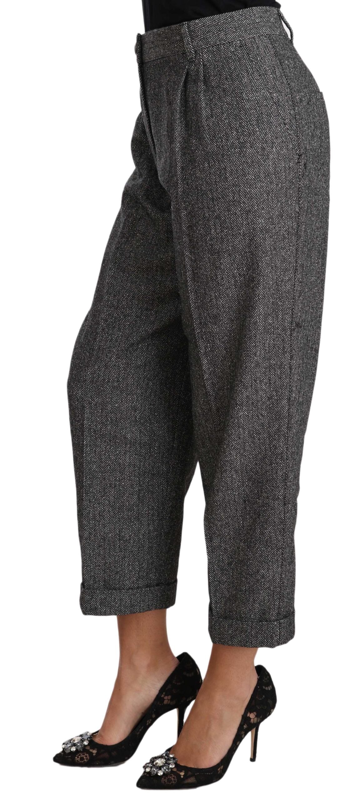 Herringbone Wool Trousers — Gray