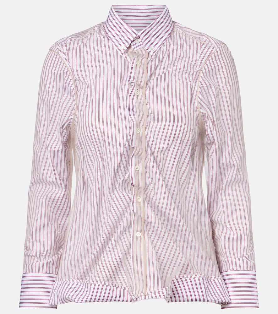 Pinstriped ruffled cotton poplin shirt