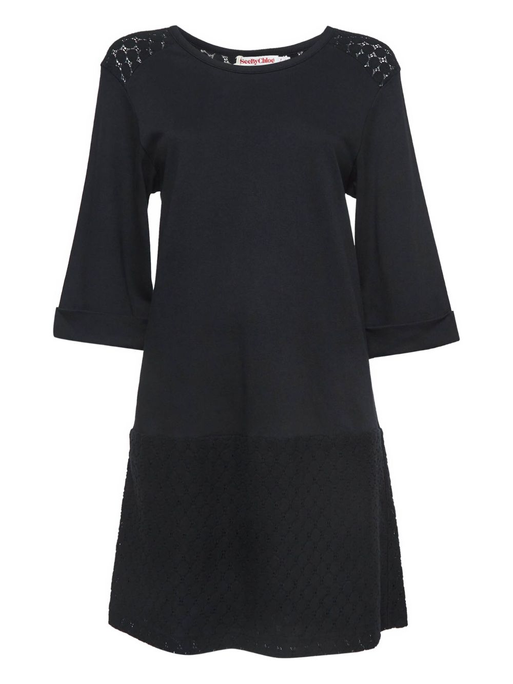Lace-insert dress - Black