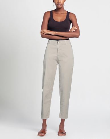 Woman Pants Khaki Size 26 Cotton, Elastane