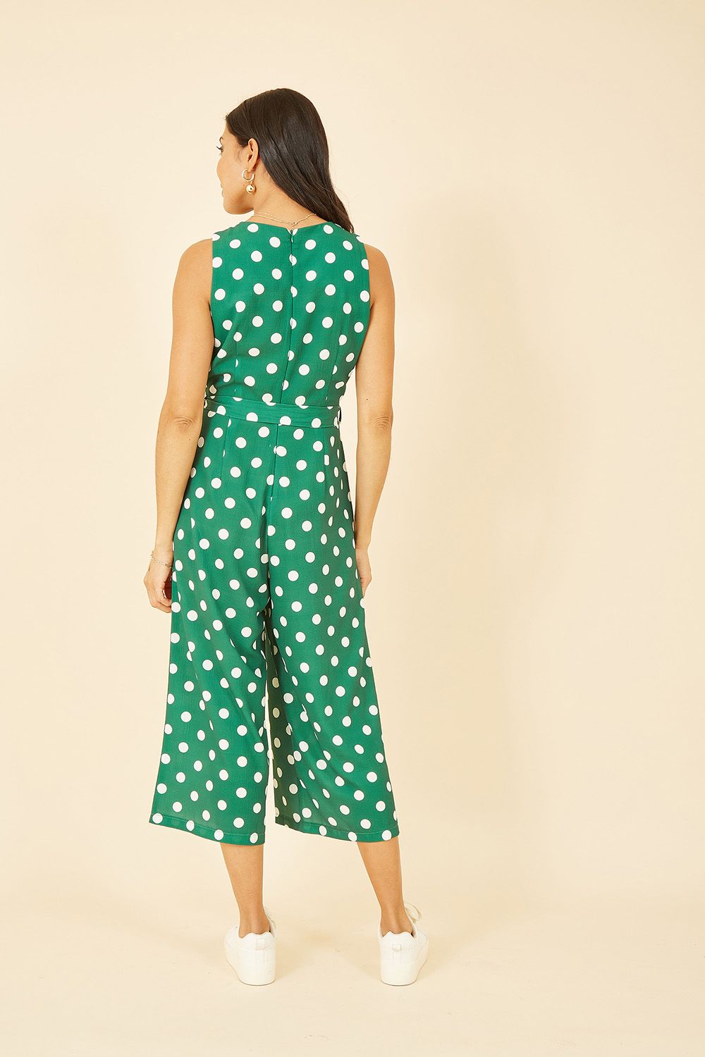 Yumi Women's Green Polka Dot Culotte Jumpsuit