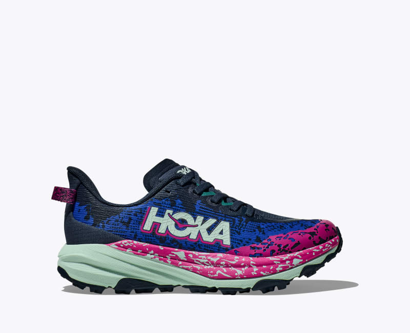 HOKA Speedgoat 6 Shoes in Stormy Skies/Aqua Breeze