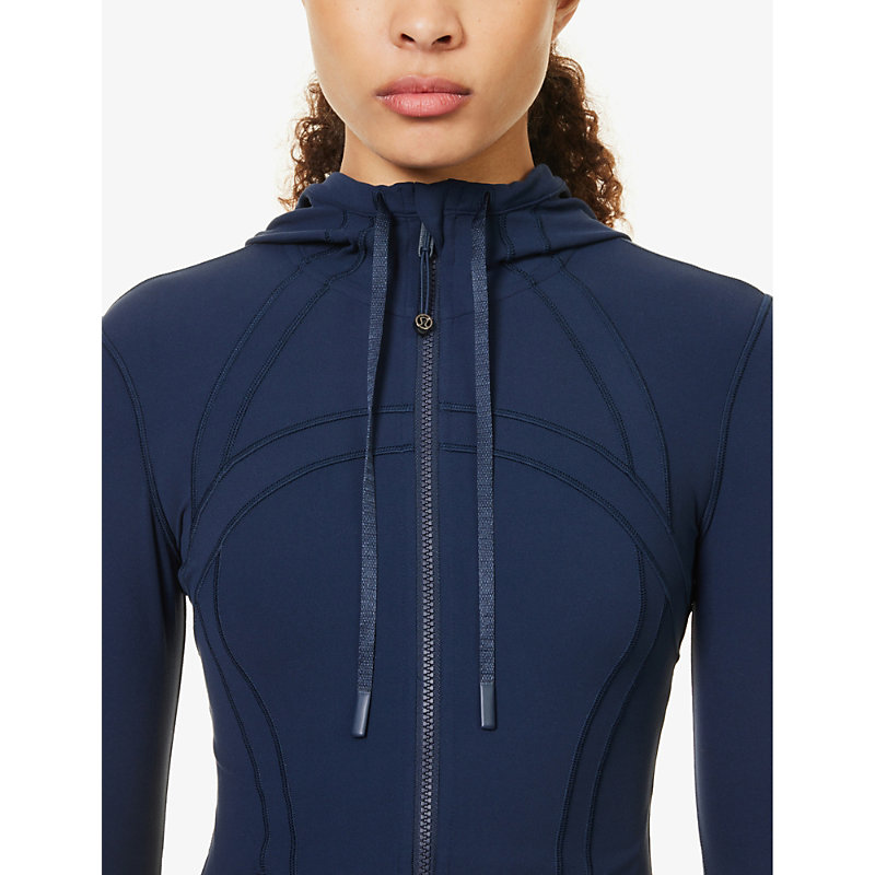 Womens True Navy Define High-neck Stretch-woven Jacket