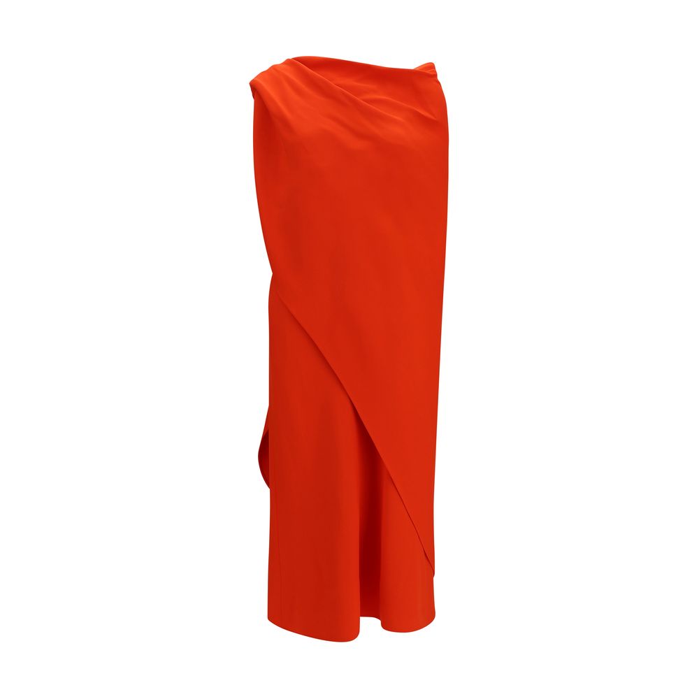 Draped Silk Dress — Red