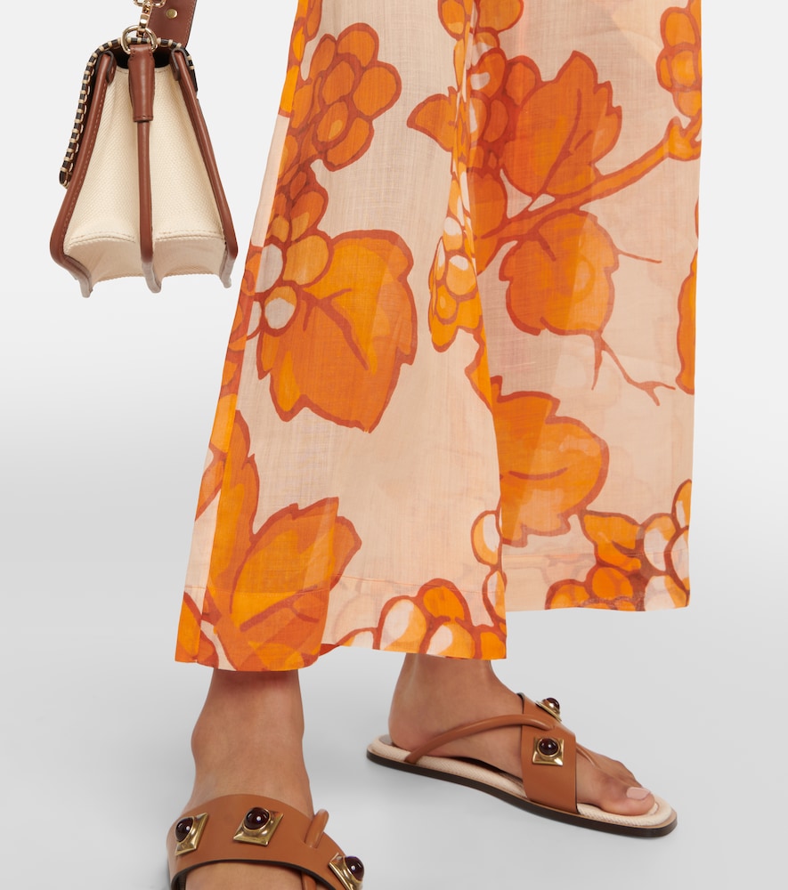 Printed ramie pants