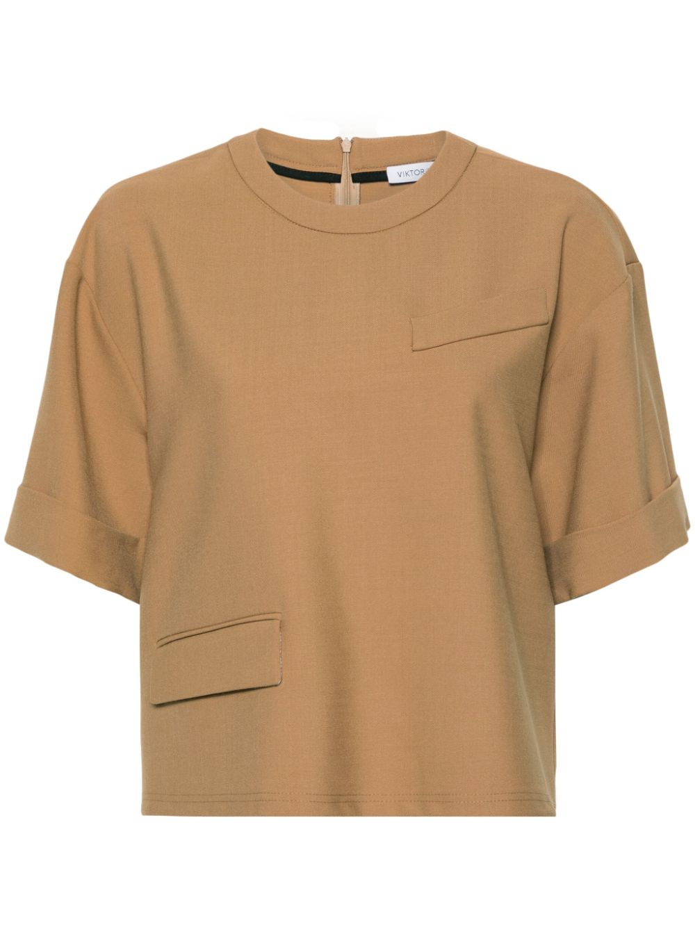 Suiting twill-weave T-shirt - Brown