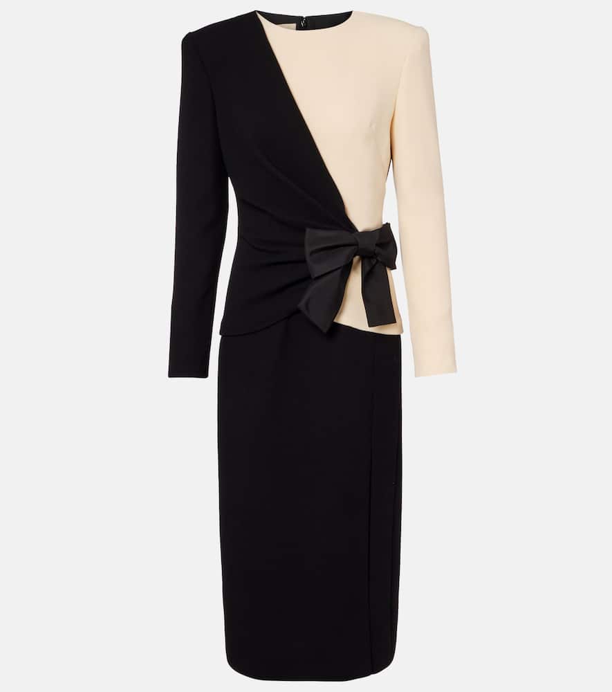 Silk-trimmed virgin wool midi dress