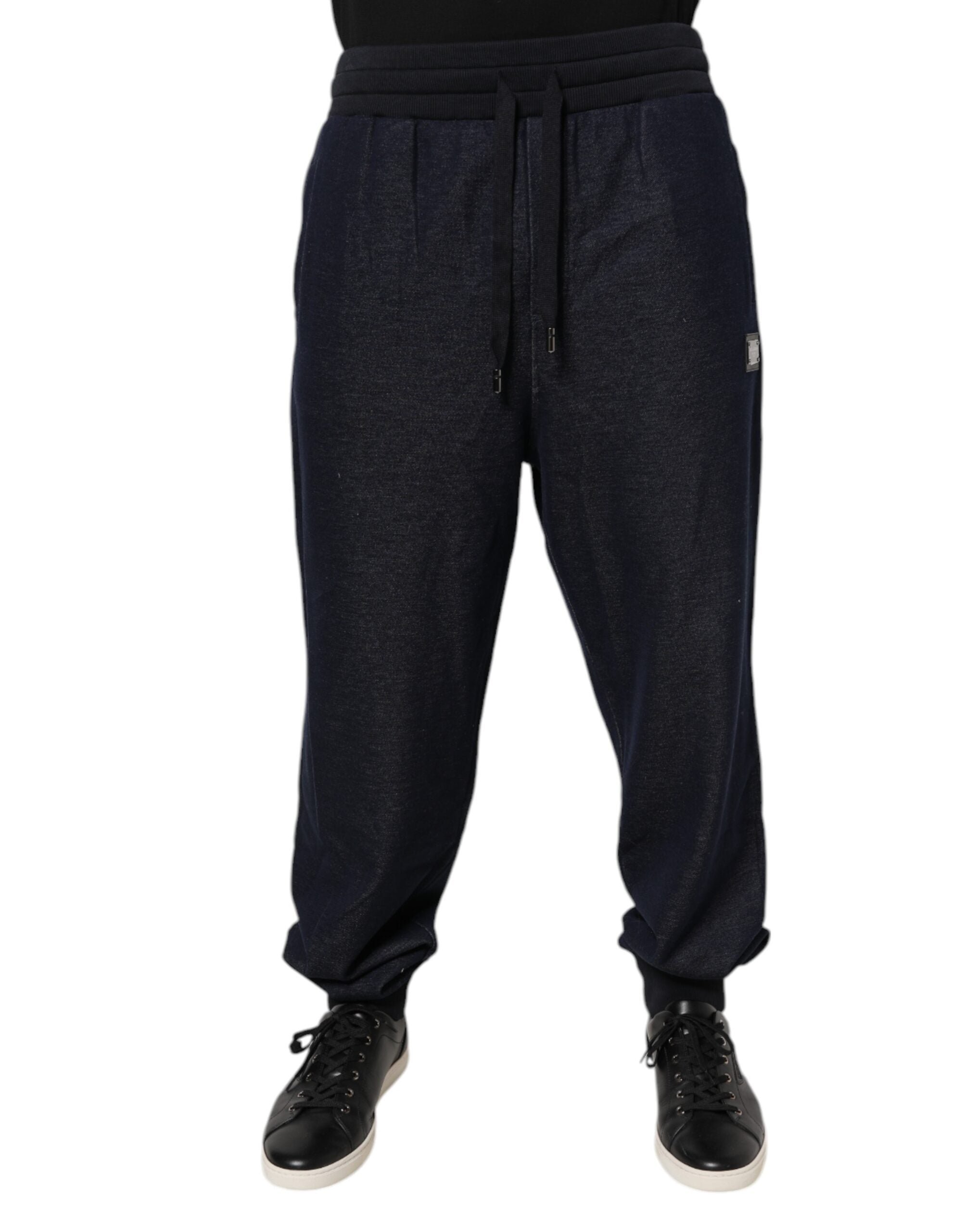 Cotton-Elastane Jacquard Joggers — Black