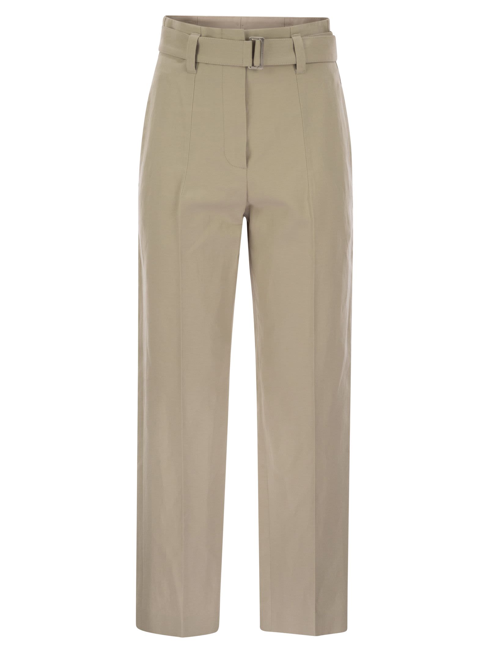 Cotton Linen Canvas Corset Cigarette Trousers With Jewellery