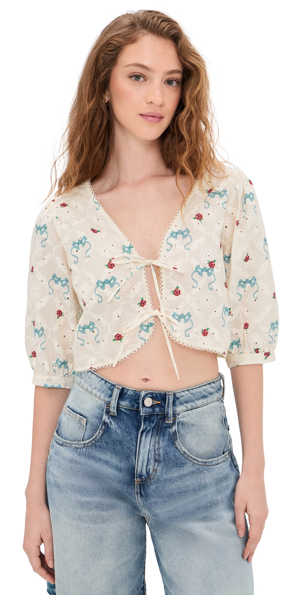 Salem Cherish Eyelet Crop Top Multicolor