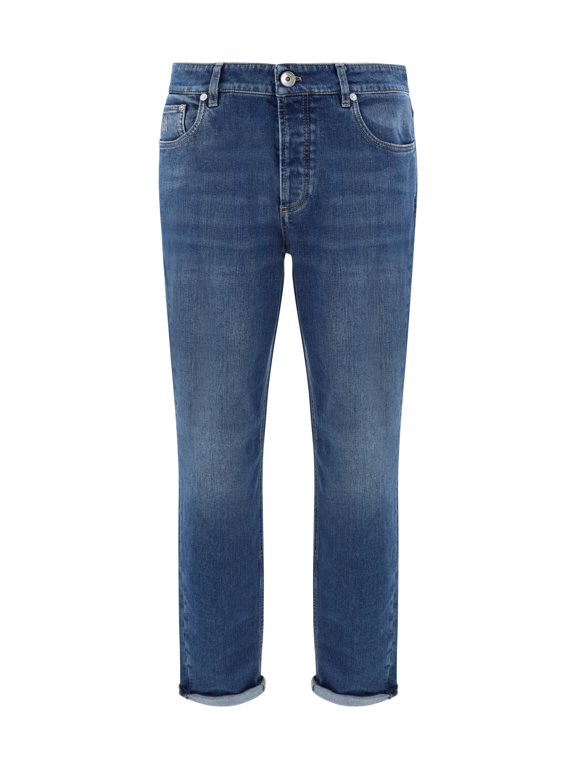Mid-rise cotton jeans - Blue