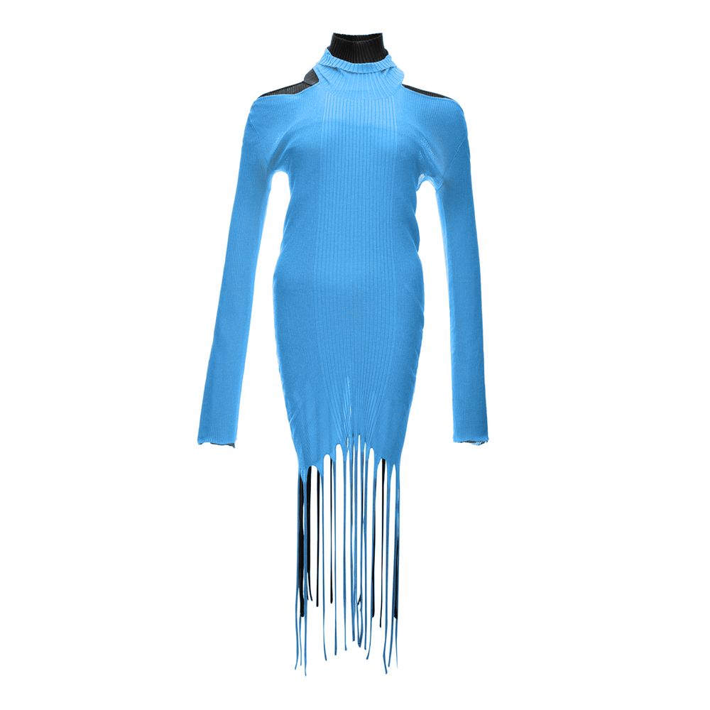 Ribbed Fringe Tunic — Blue