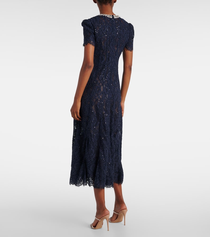 Embellished lace midi dress