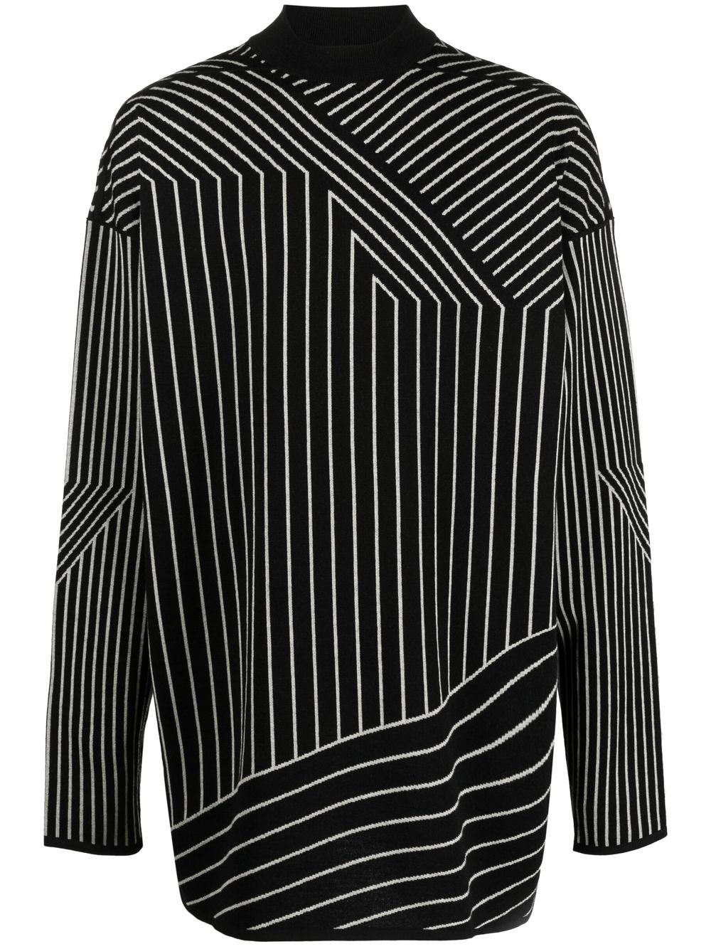 Multi-stripe virgin wool jumper - Black