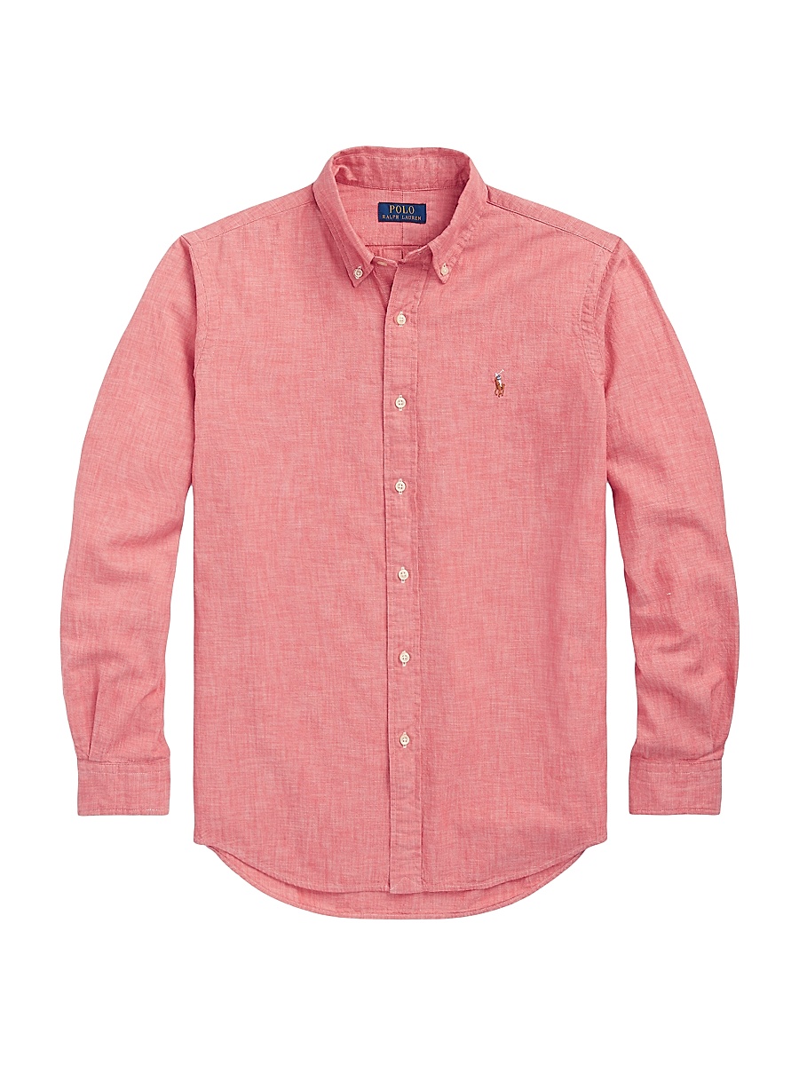 Men's Chambray Sport Shirt - Nautical Red White