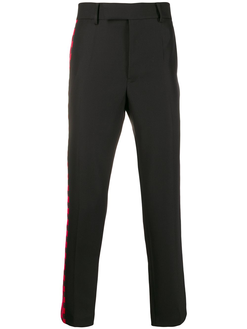 Side checked trousers - Black