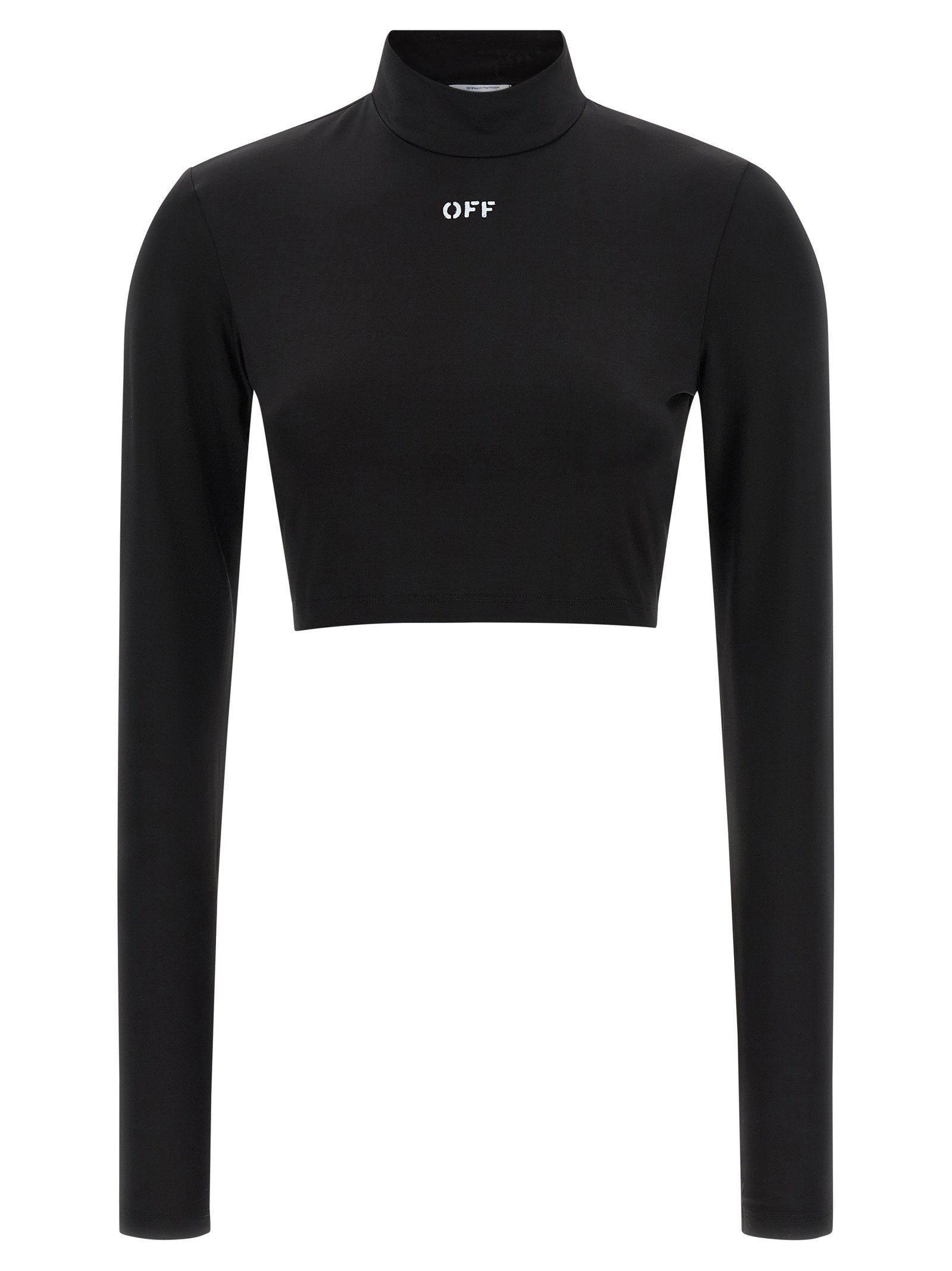 Logo-Print Stretch Jersey Crop Top — Black