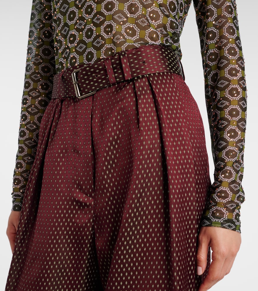 Belted high-rise wide-leg pants