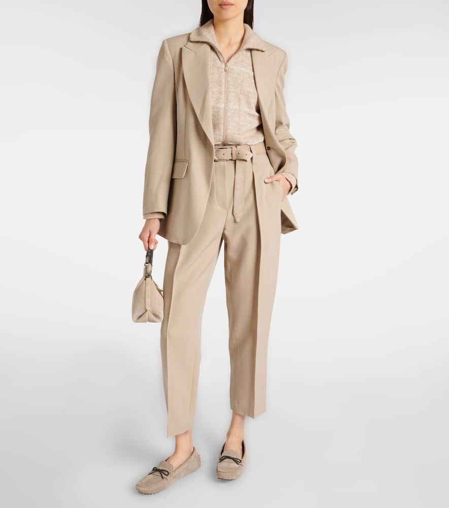 Wool-blend straight pants