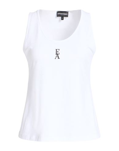 Woman Tank top White Size M Cotton, Elastane