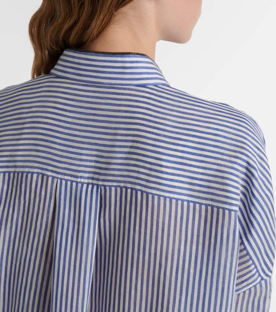 Monili striped linen and silk organza shirt