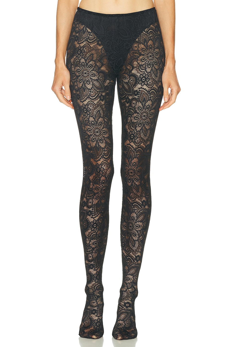 Beaufille Cassia Lace Stockings in Black - Black. XS also in S