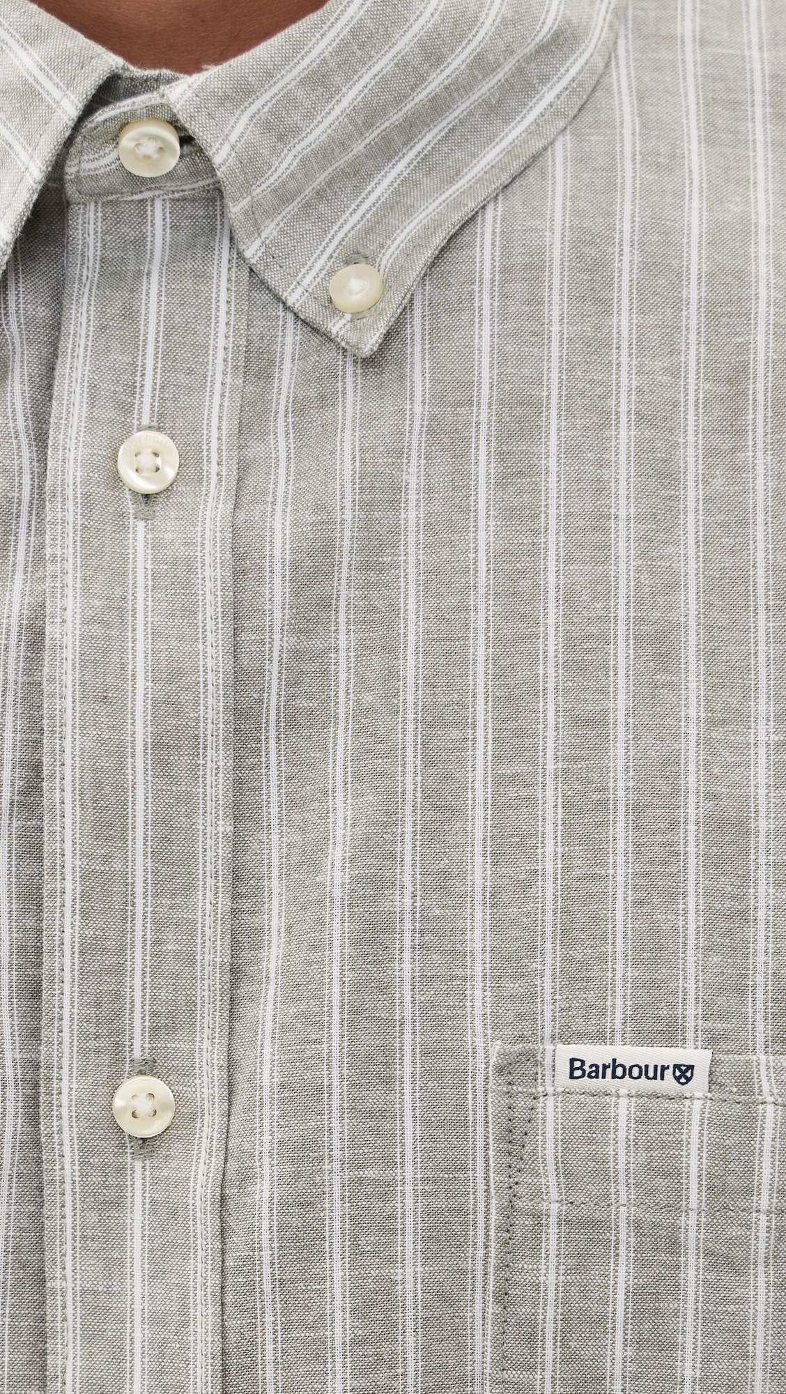 Nelson Stripe Long Sleeve Tailored Shirt Bleached Olive