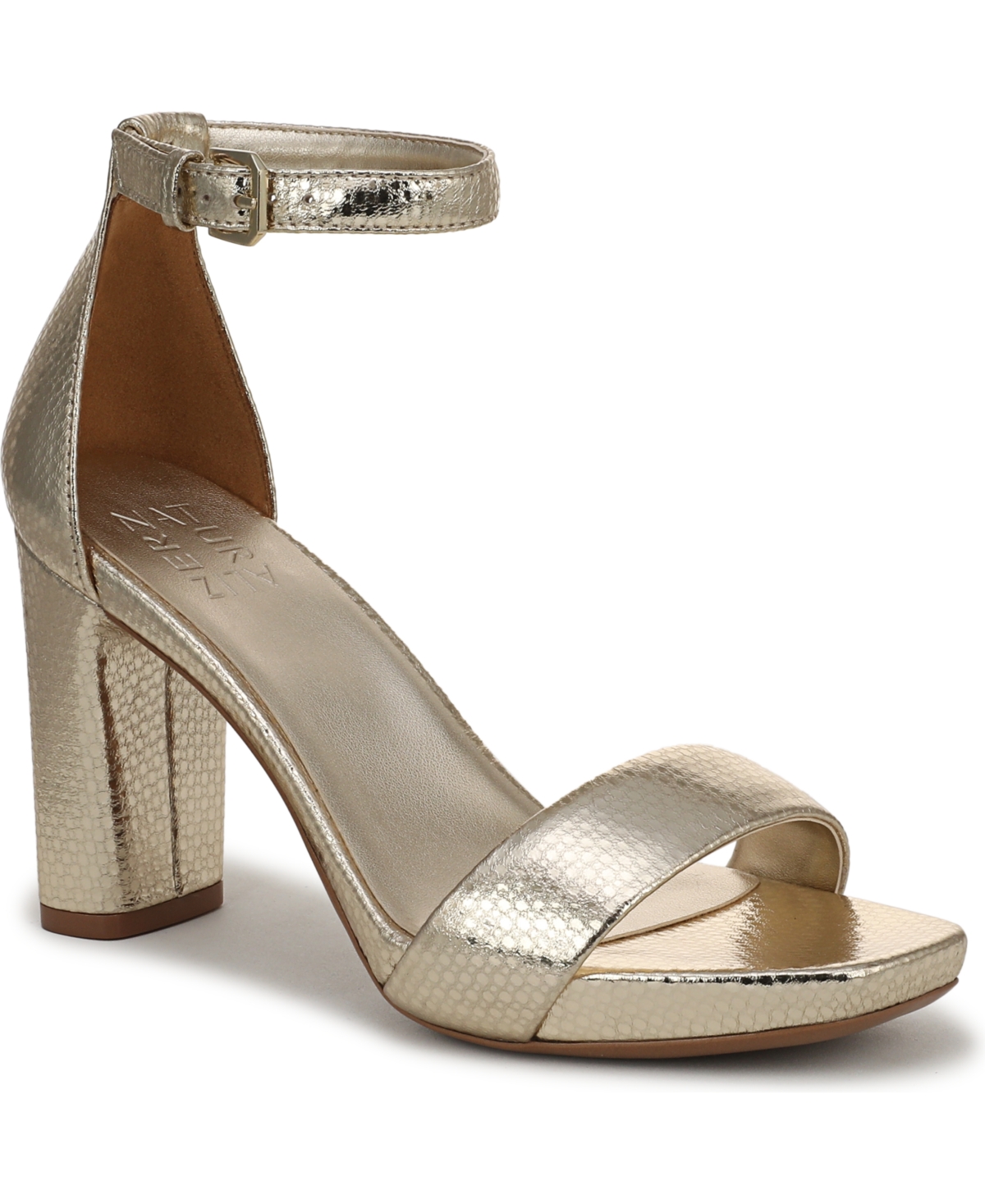 Women's Joy Square Toe Ankle Strap Dress Sandals - Light Gold Leather