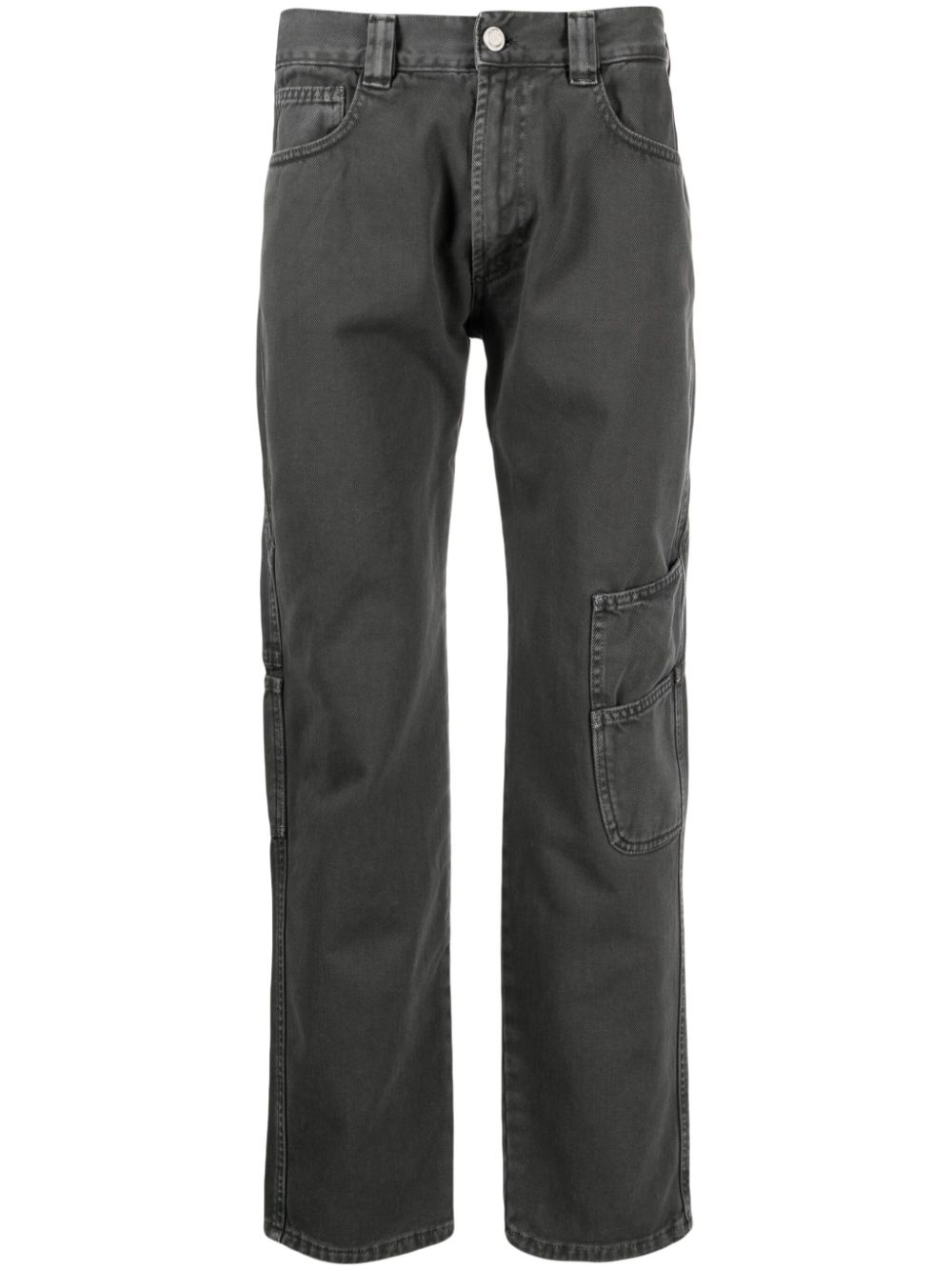 Mid-rise straight-leg trousers - Black