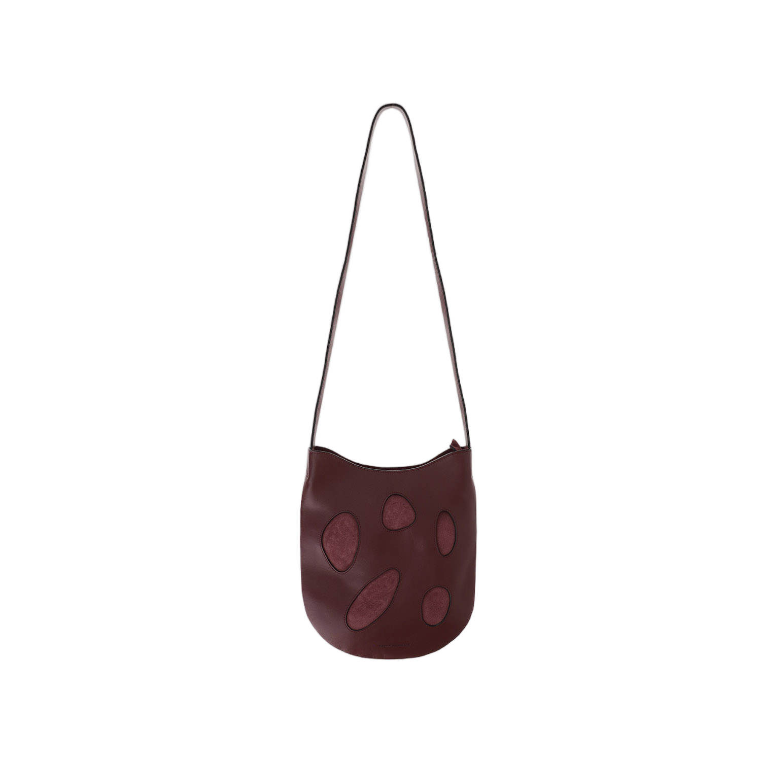 Burgundy Leather Shoulder Bag With Suede Accents