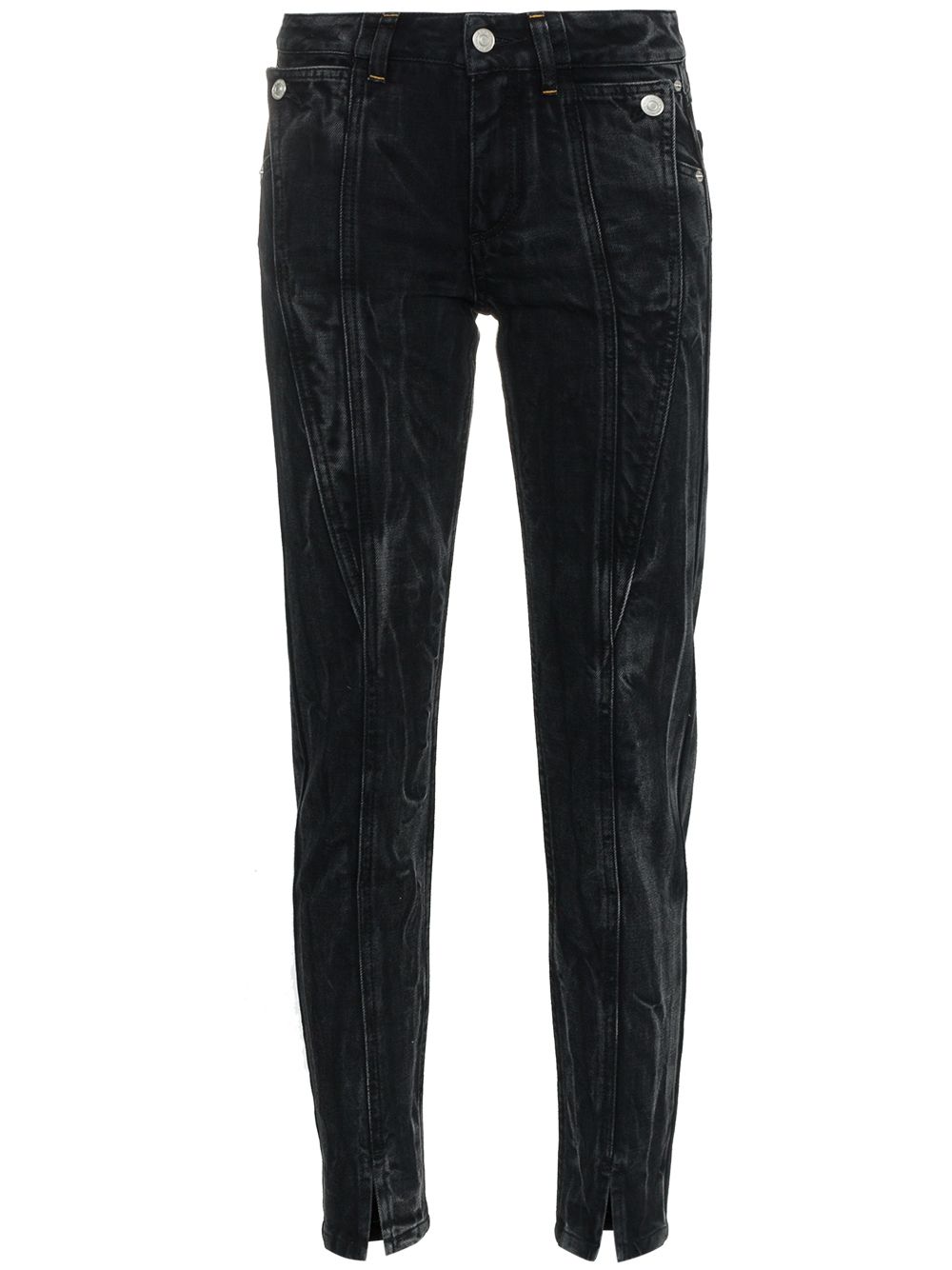 Panel detail split hem jeans - Black