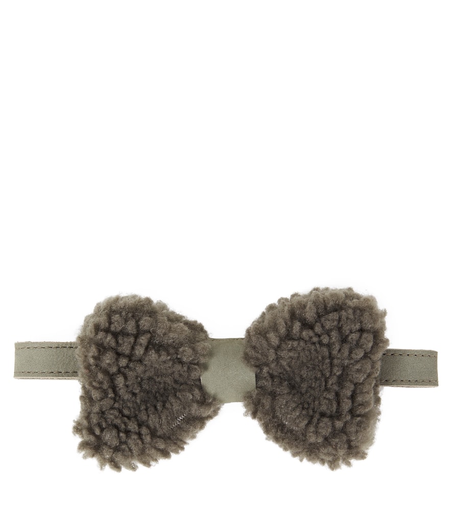 Furro leather-trimmed teddy bow tie