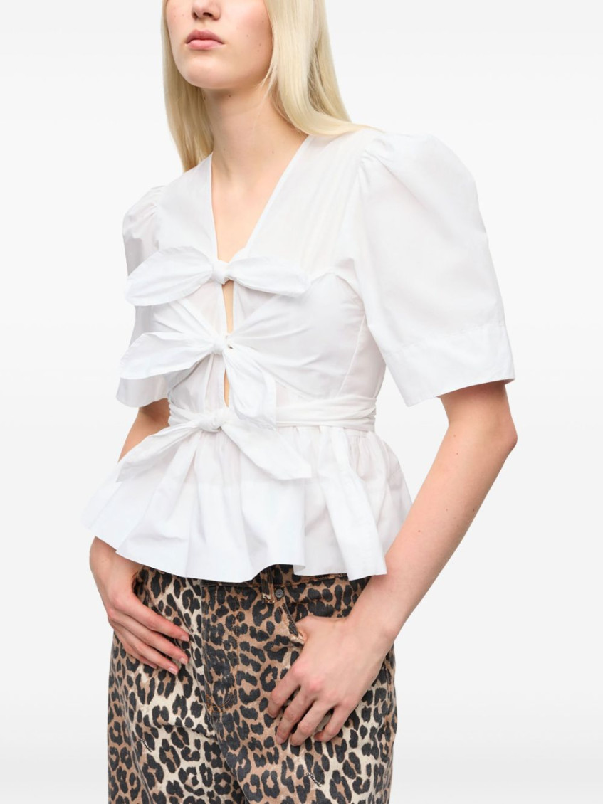 White Tie Bands Cotton Top