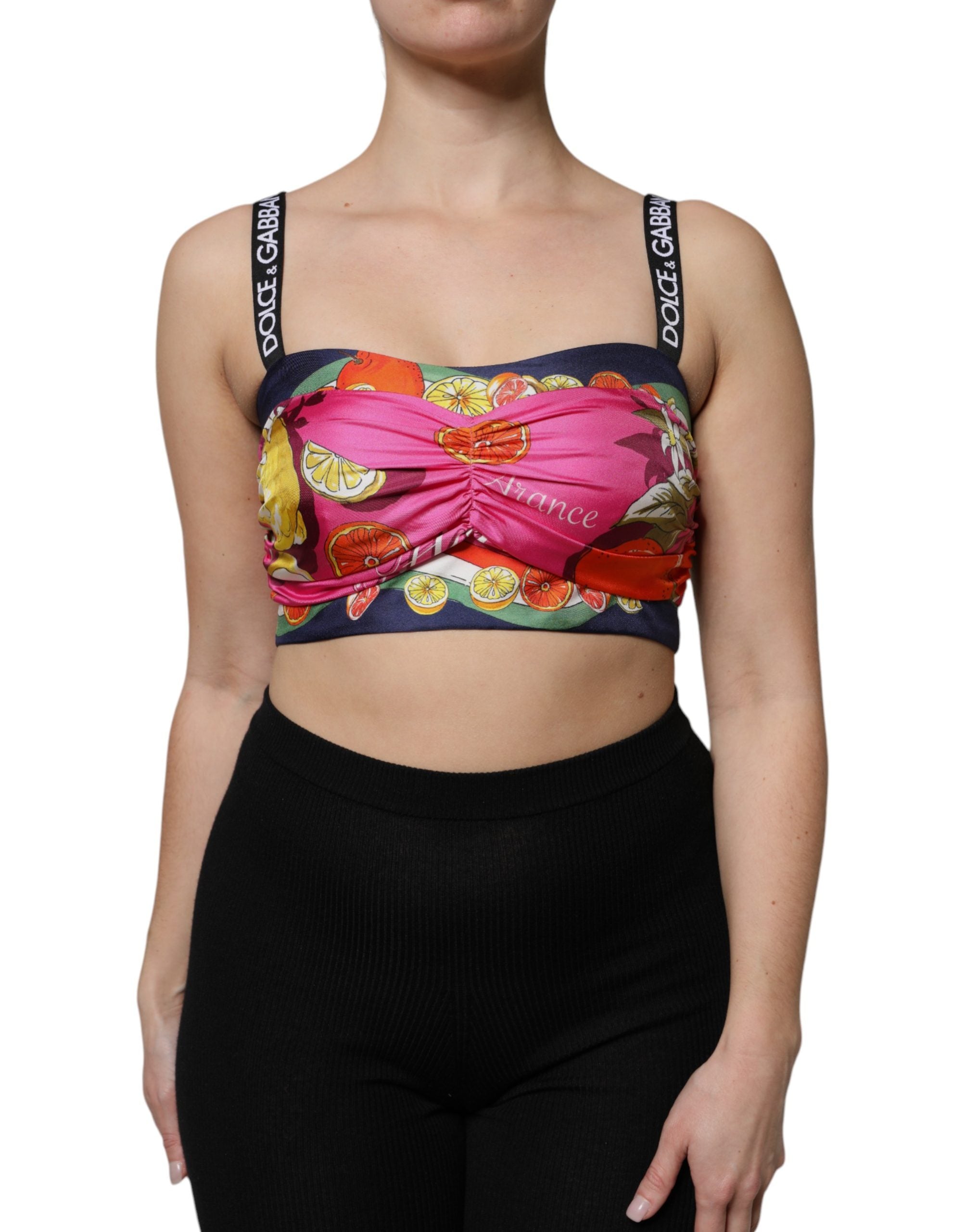 Silk Corset-Style Cropped Top — Multicolor