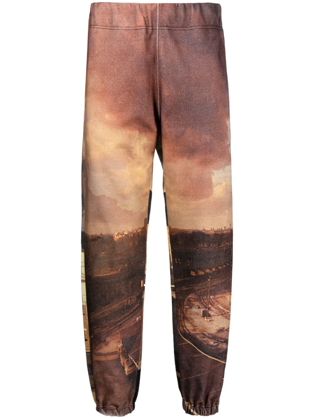 All-over city print track pants - Brown