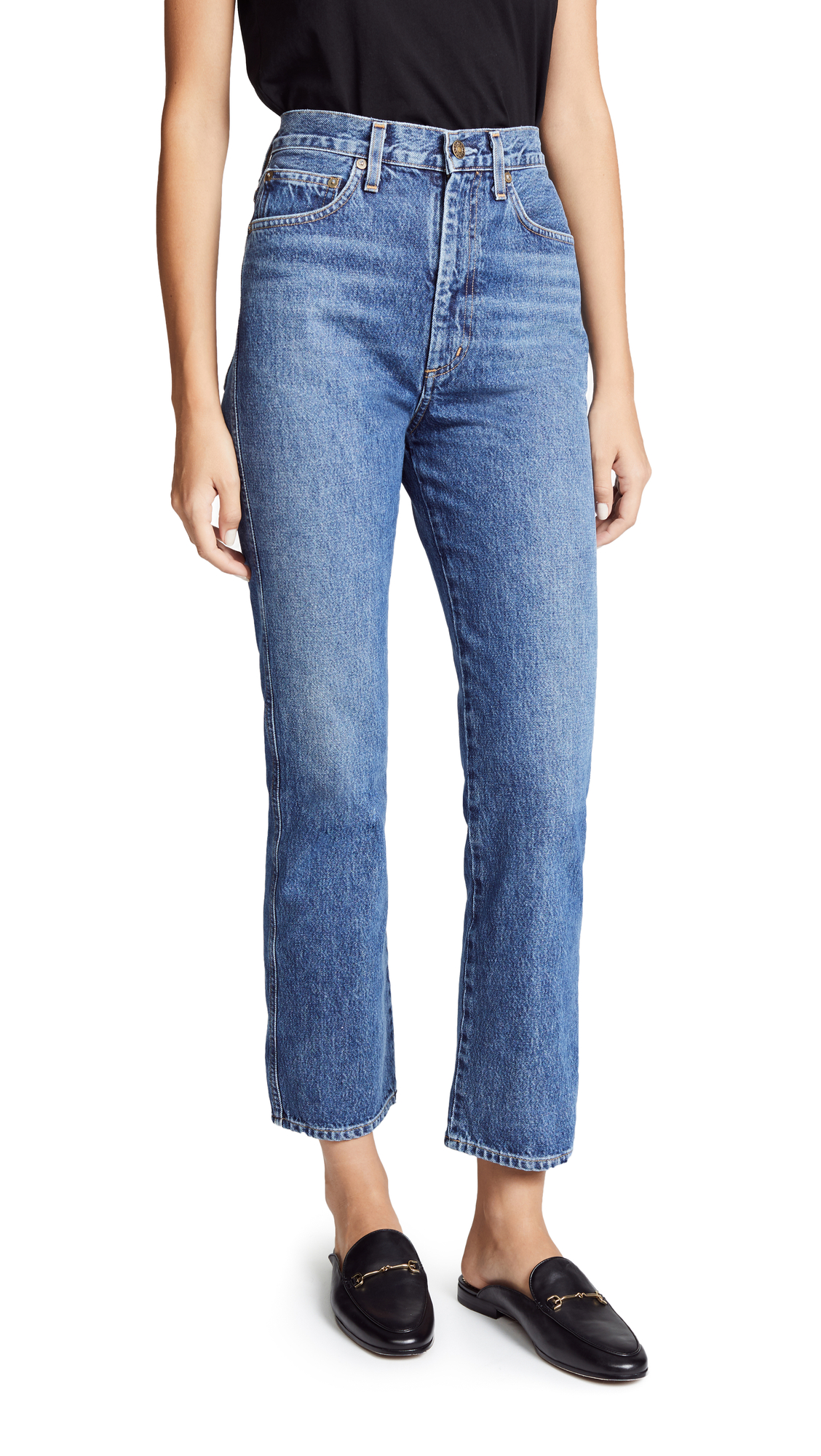 Pinch Waist High Rise Kick Jeans