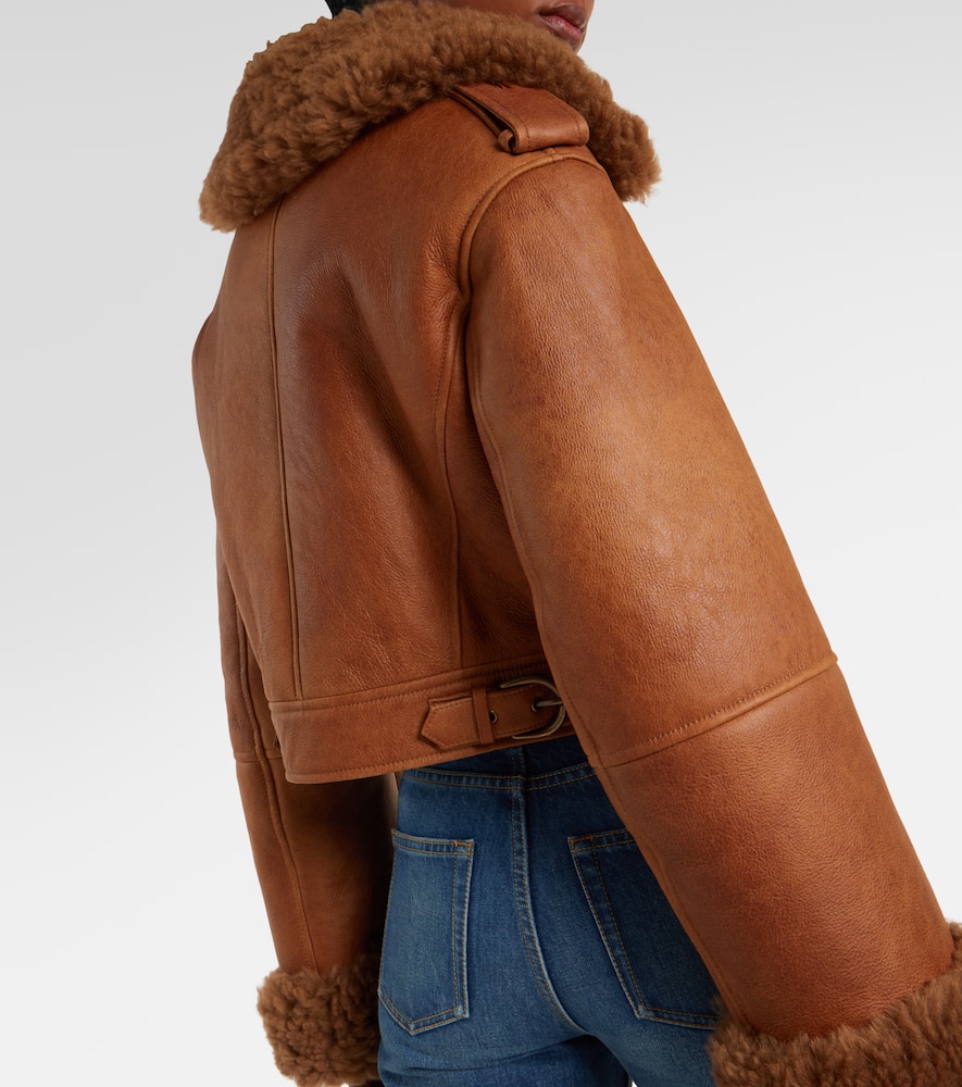 Chloé Cropped shearling-trimmed leather jacket