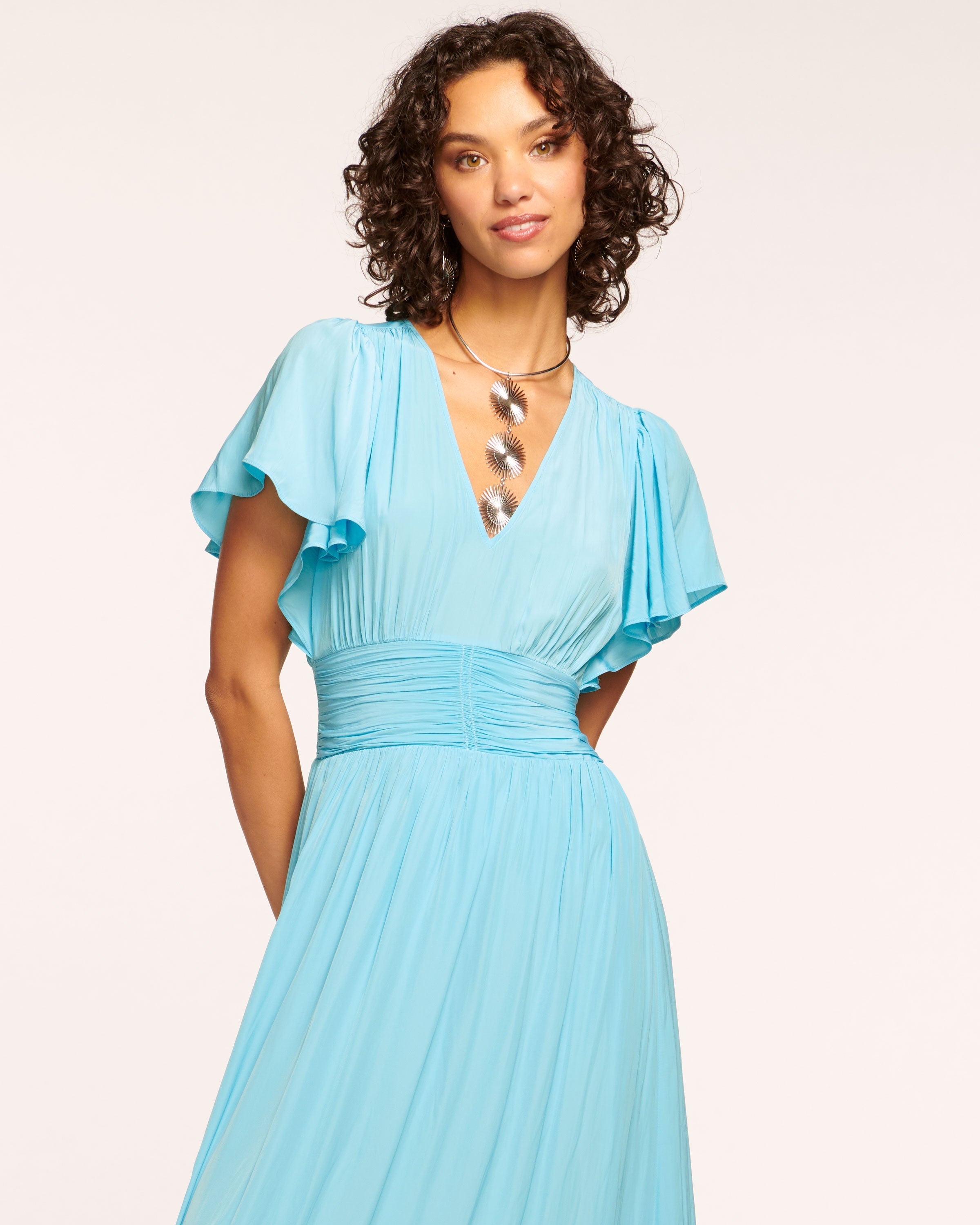 Joanie Short Sleeve Maxi Dress in Pink Petunia
