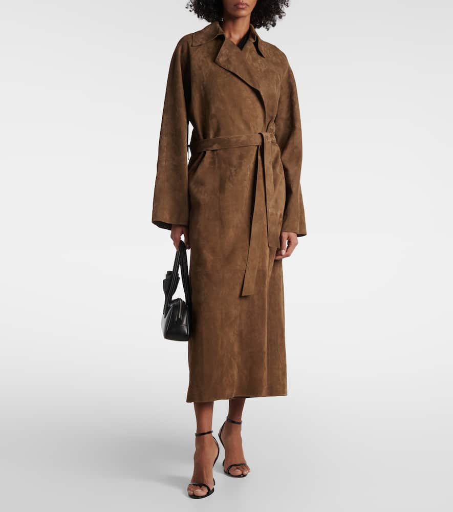 Suede wrap coat
