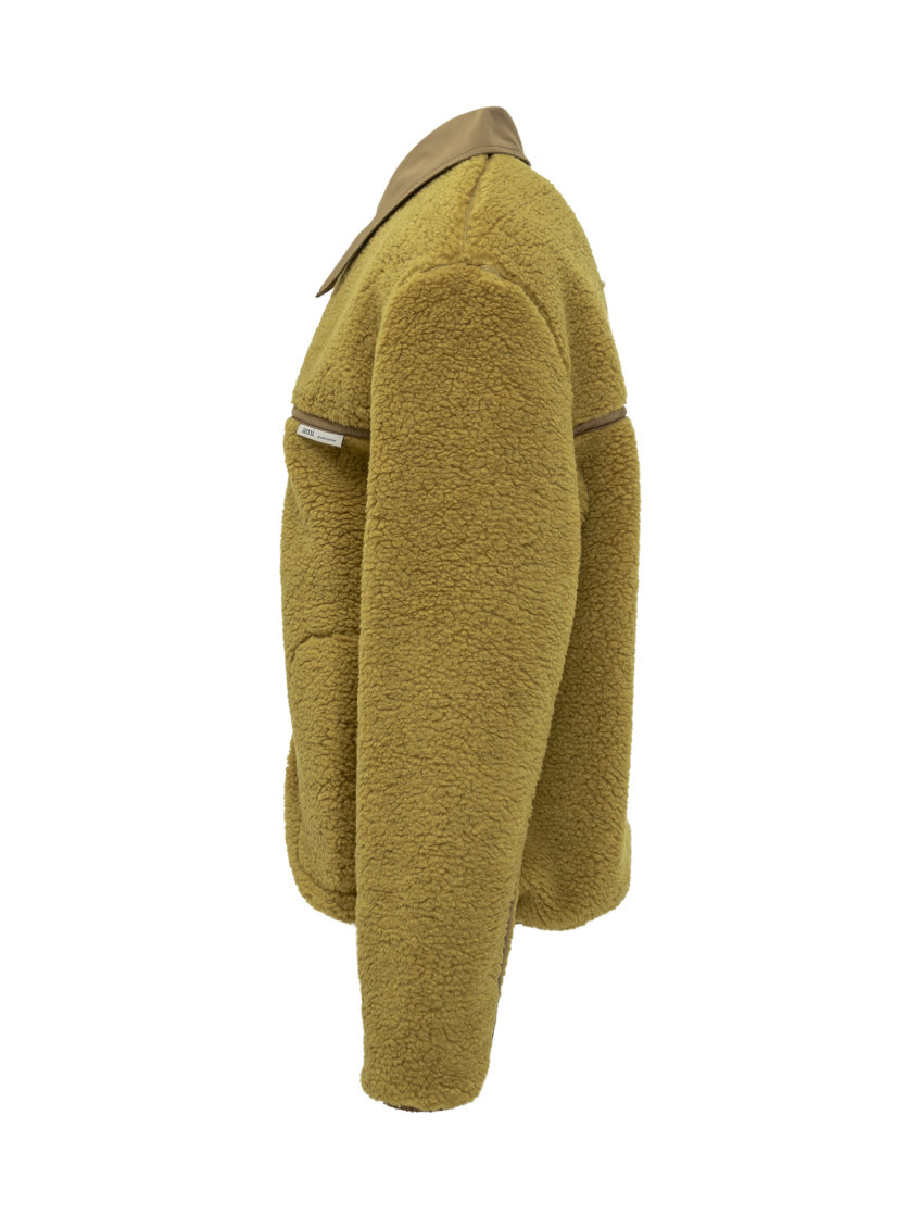 Green Textured Shirt Collar Jacket