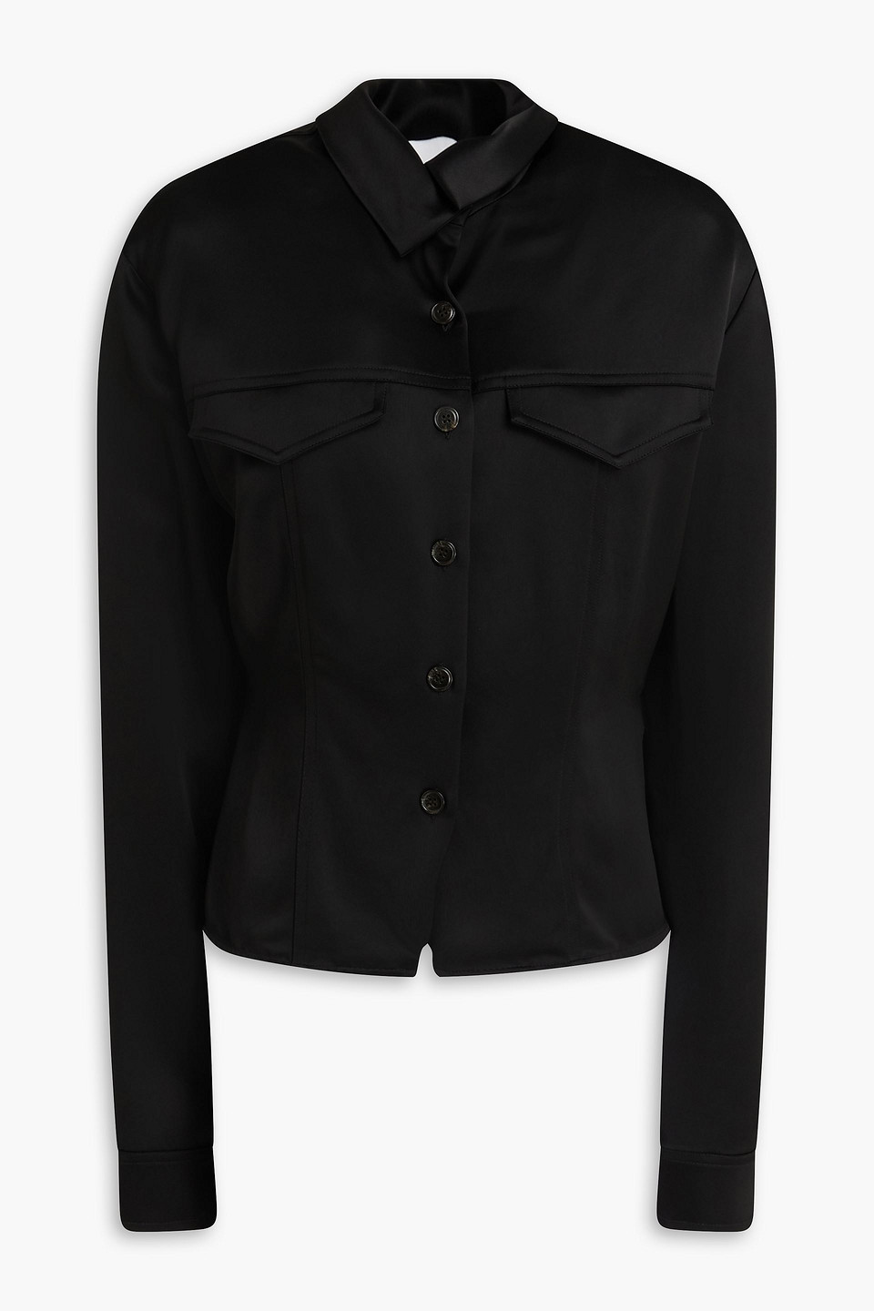 Gitta satin shirt - Black - XXS