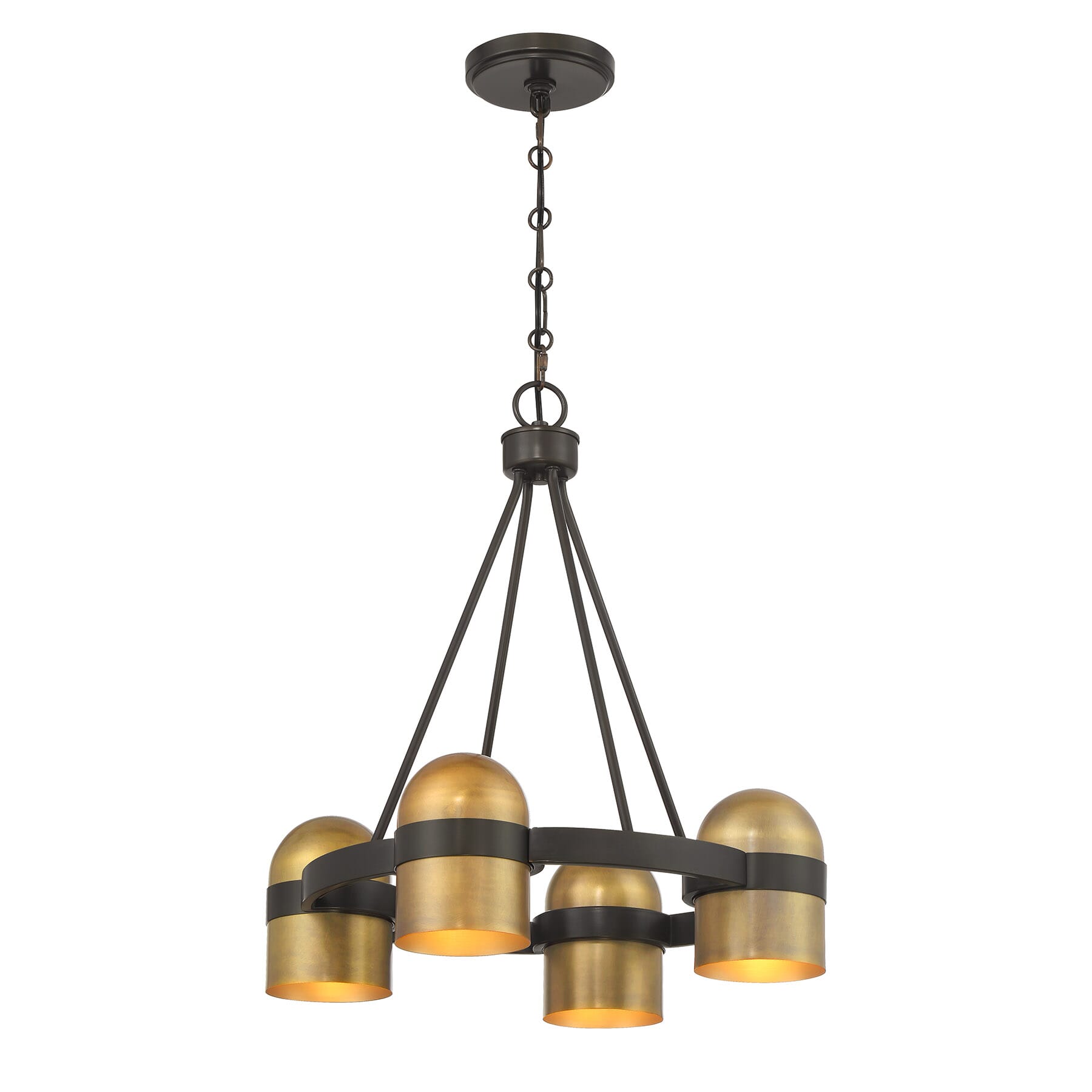 Andover 4-Light Chandelier in Mediterranean Bronze and Riviera Bra